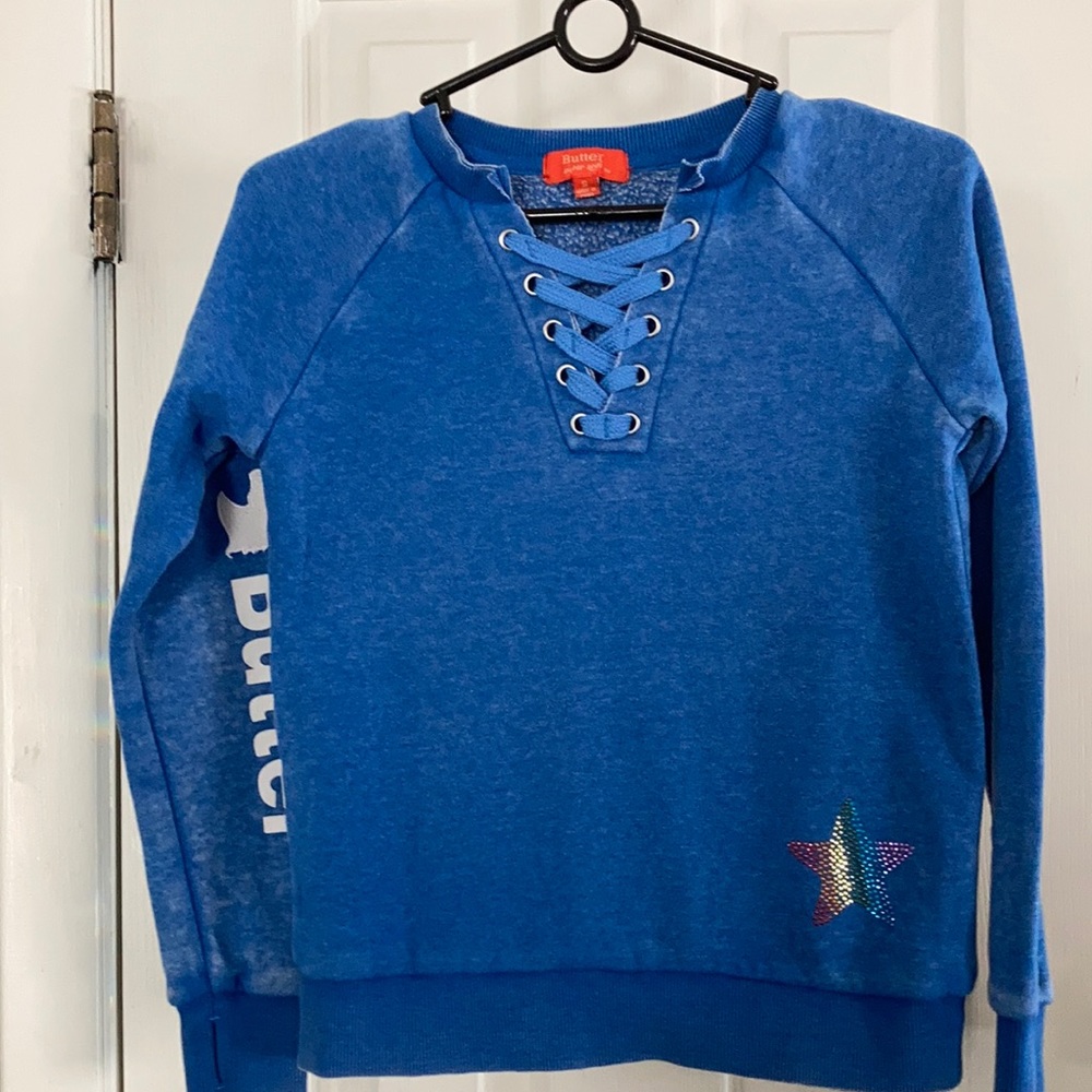 BUTTER SWEATSHIRT W STARS RAINBOW & UNICORN SIZE S